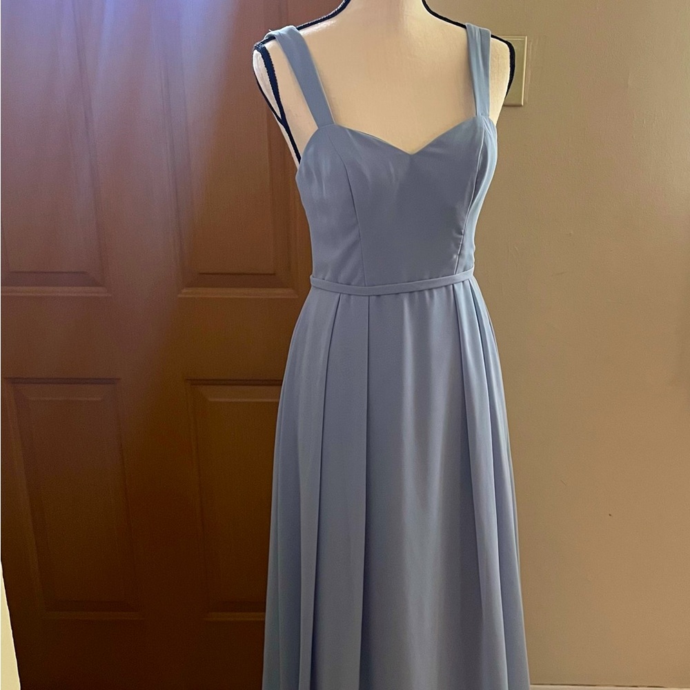 Azazie Dusty Blue Chiffon Bridesmaids Dress Simoan